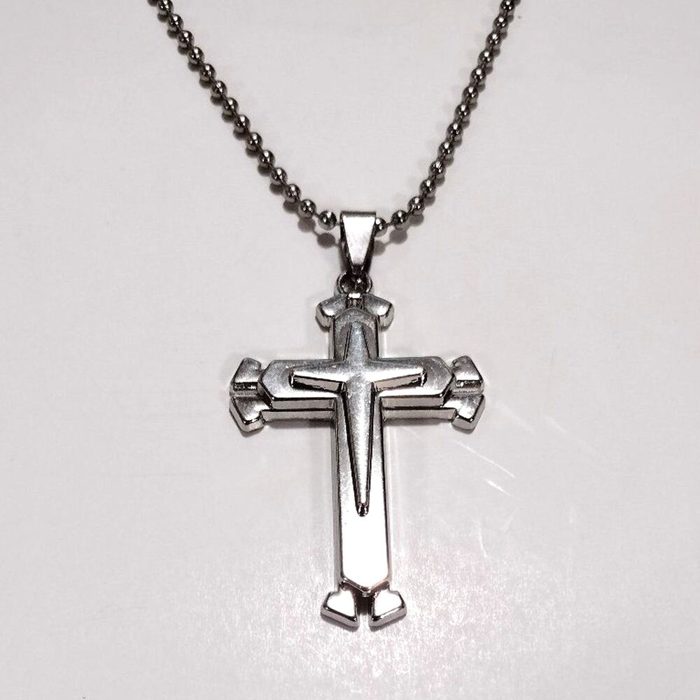 Silver Cross Christian Necklace Layered Trinity Christmas Birthday Gift - NEW!!!